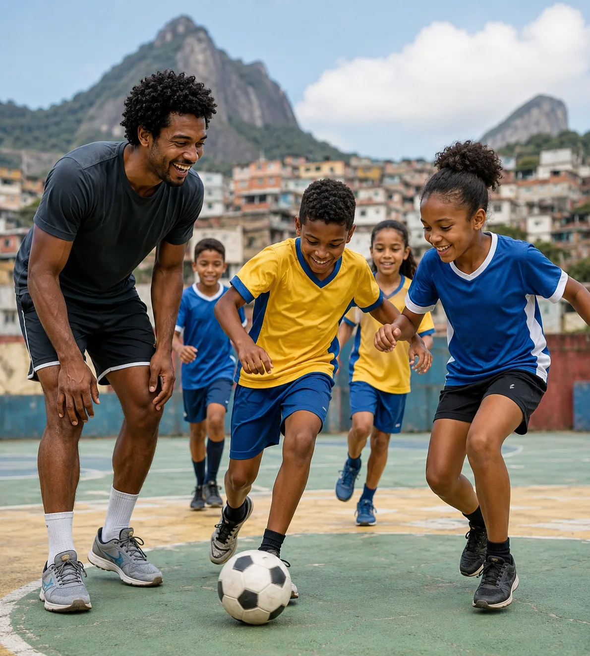 Crianças e jovens praticando esporte